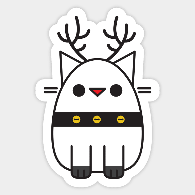 Paws the Cat - Rudolph Sticker by StephDillon